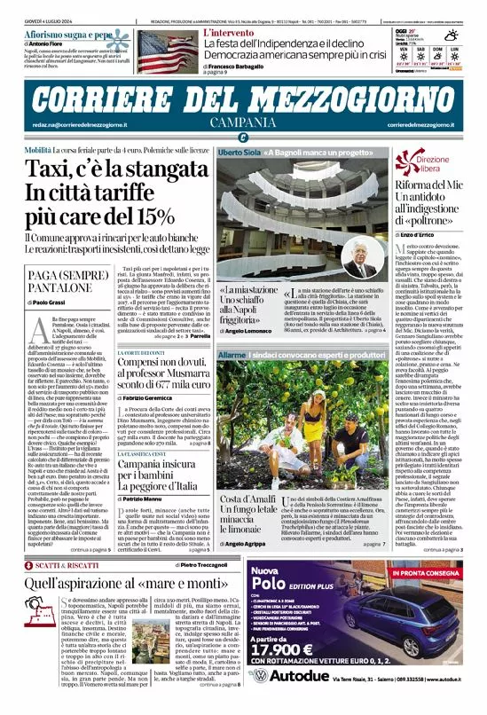 Prima-pagina-corriere del mezzogiorno-del-2024-07-04